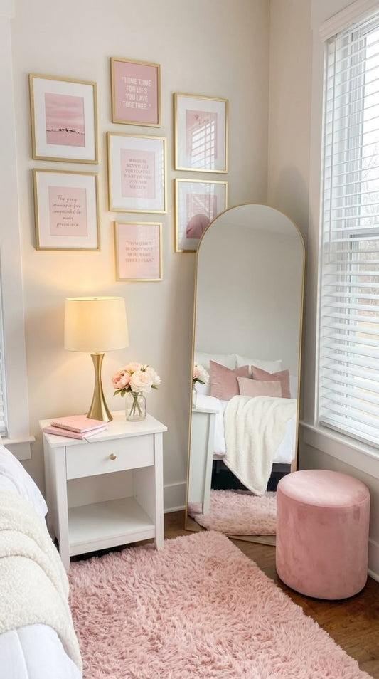 Arched Full Length Floor Mirror with Durable Aluminum Frame for Bedroom
